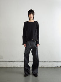 3D TWISTED WIDE LEG JEANS