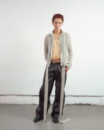 SEMI SHEER DRIVERS ZIP UP SWEATER