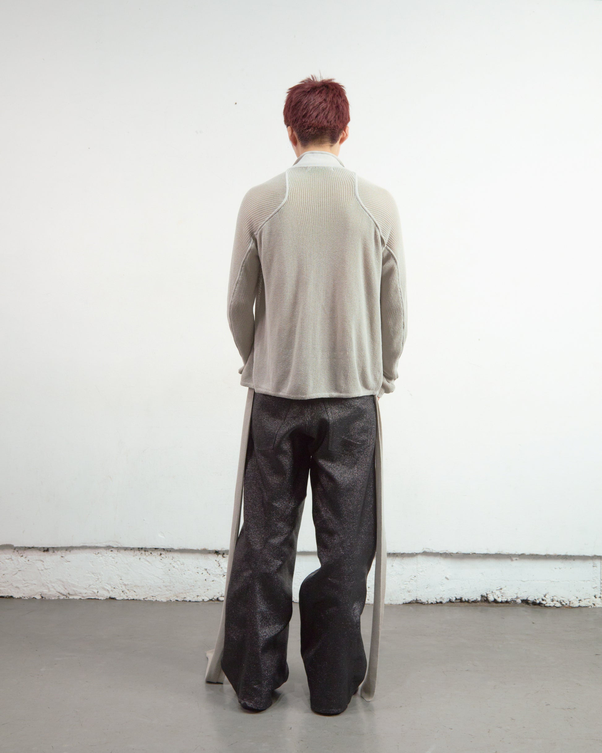 SEMI SHEER DRIVERS ZIP UP SWEATER