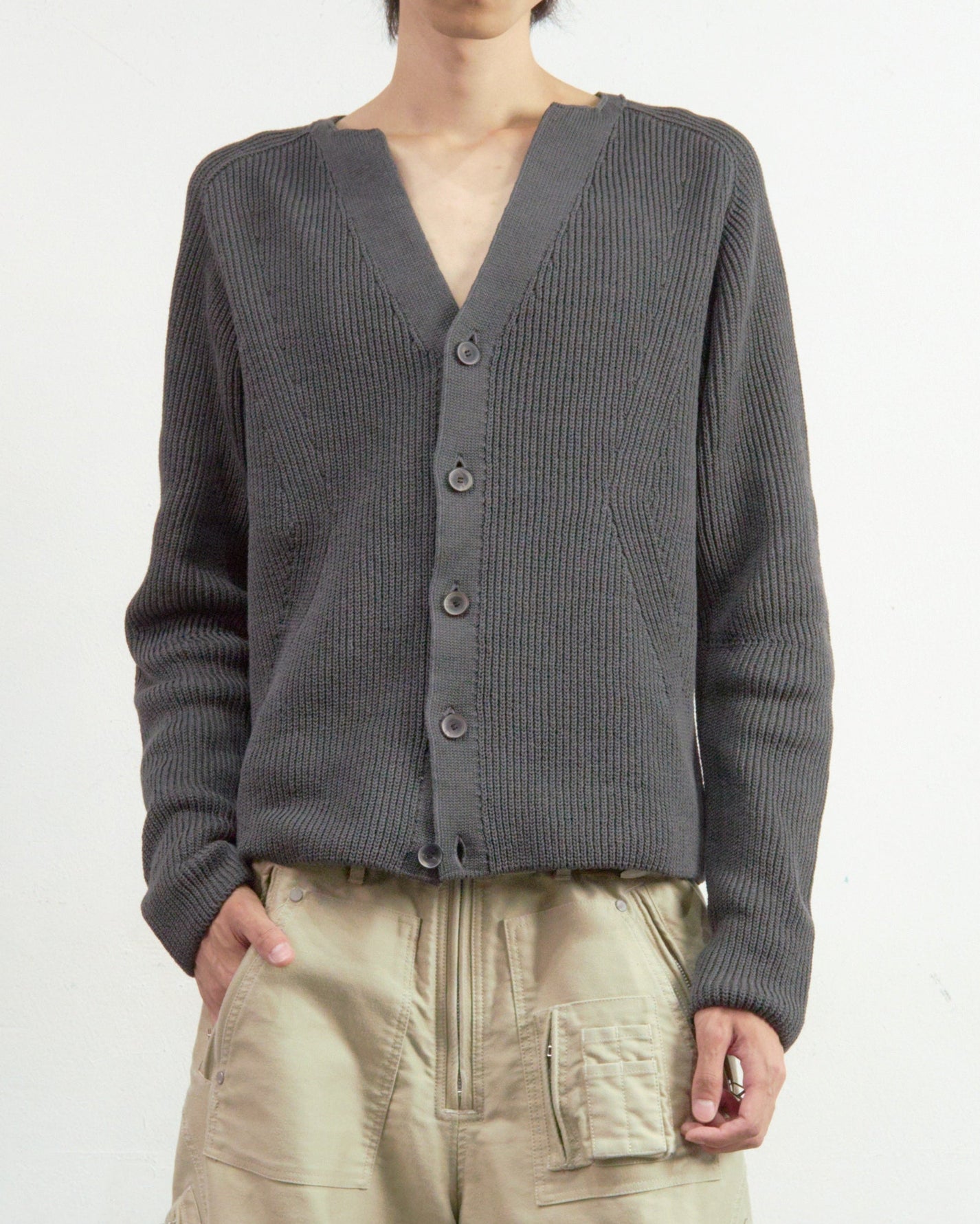 RIBBED CARDIGAN