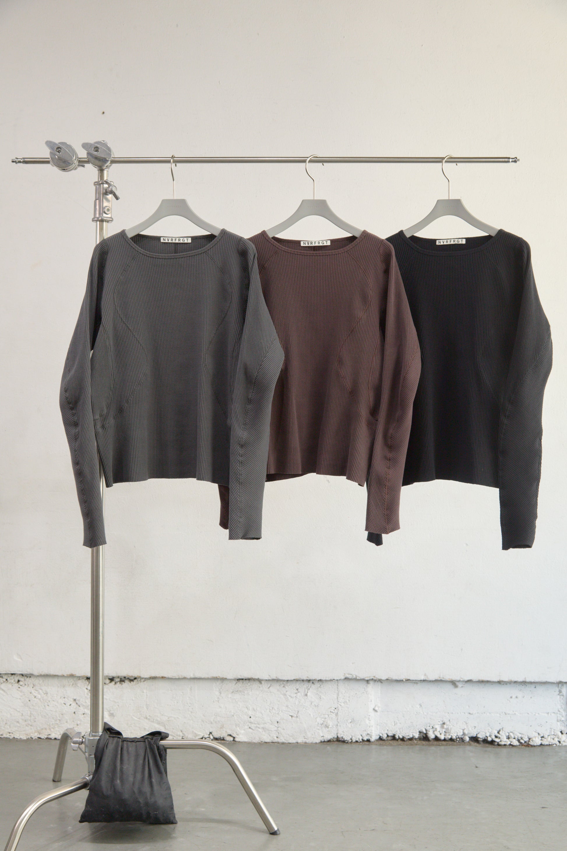 PANELLED RIBBED LONG SLEEVE T-SHIRT