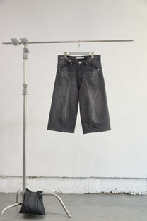 GLITTER TWILL 3D TWISTED JORTS