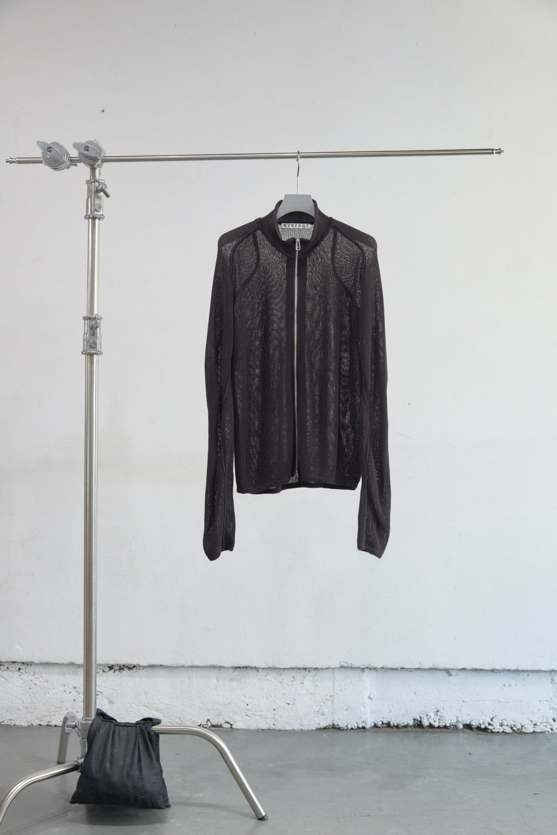 SEMI SHEER DRIVERS ZIP UP SWEATER