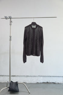 SEMI SHEER DRIVERS ZIP UP SWEATER