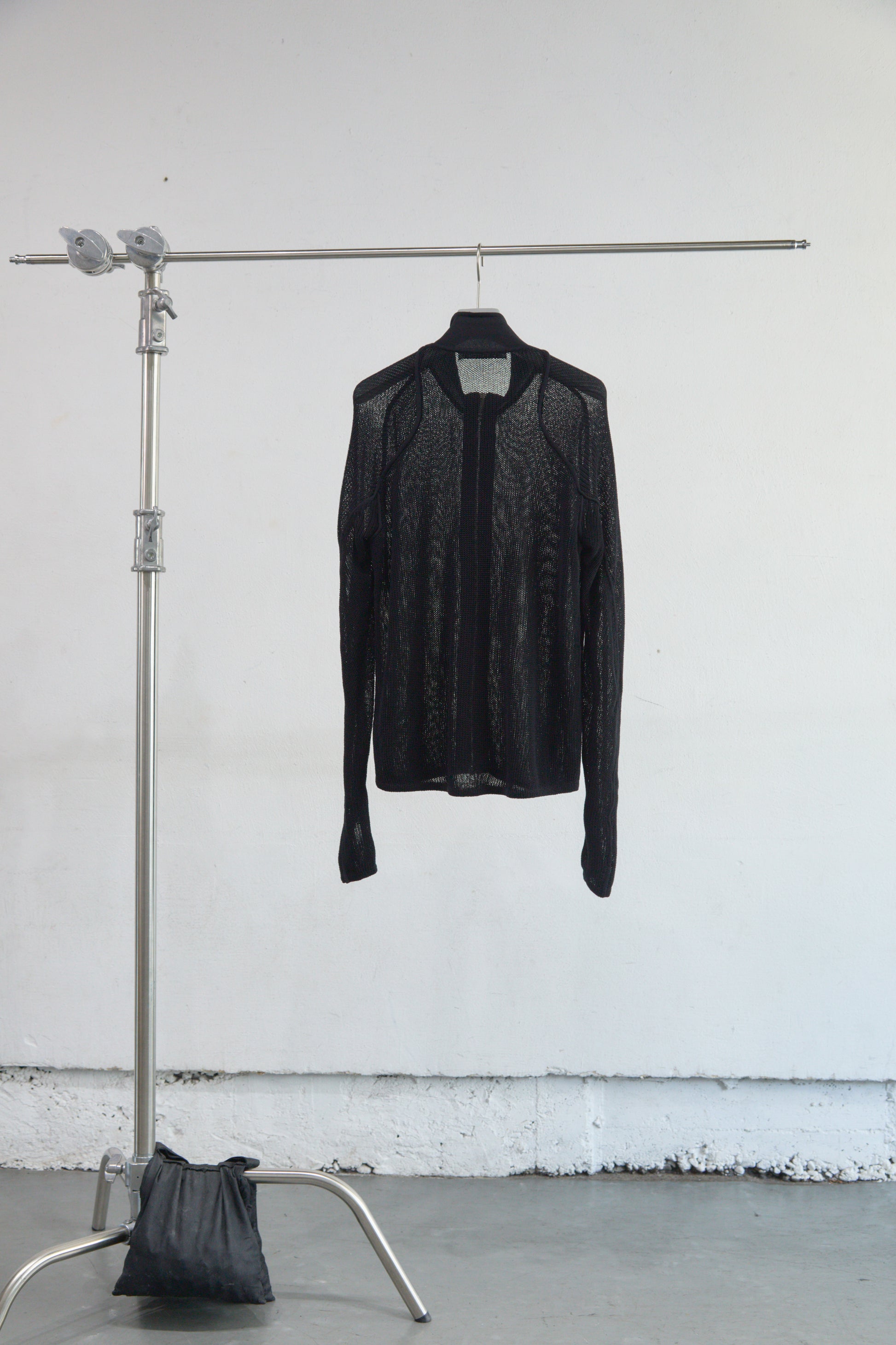SEMI SHEER DRIVERS ZIP UP SWEATER