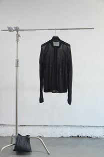 SEMI SHEER DRIVERS ZIP UP SWEATER