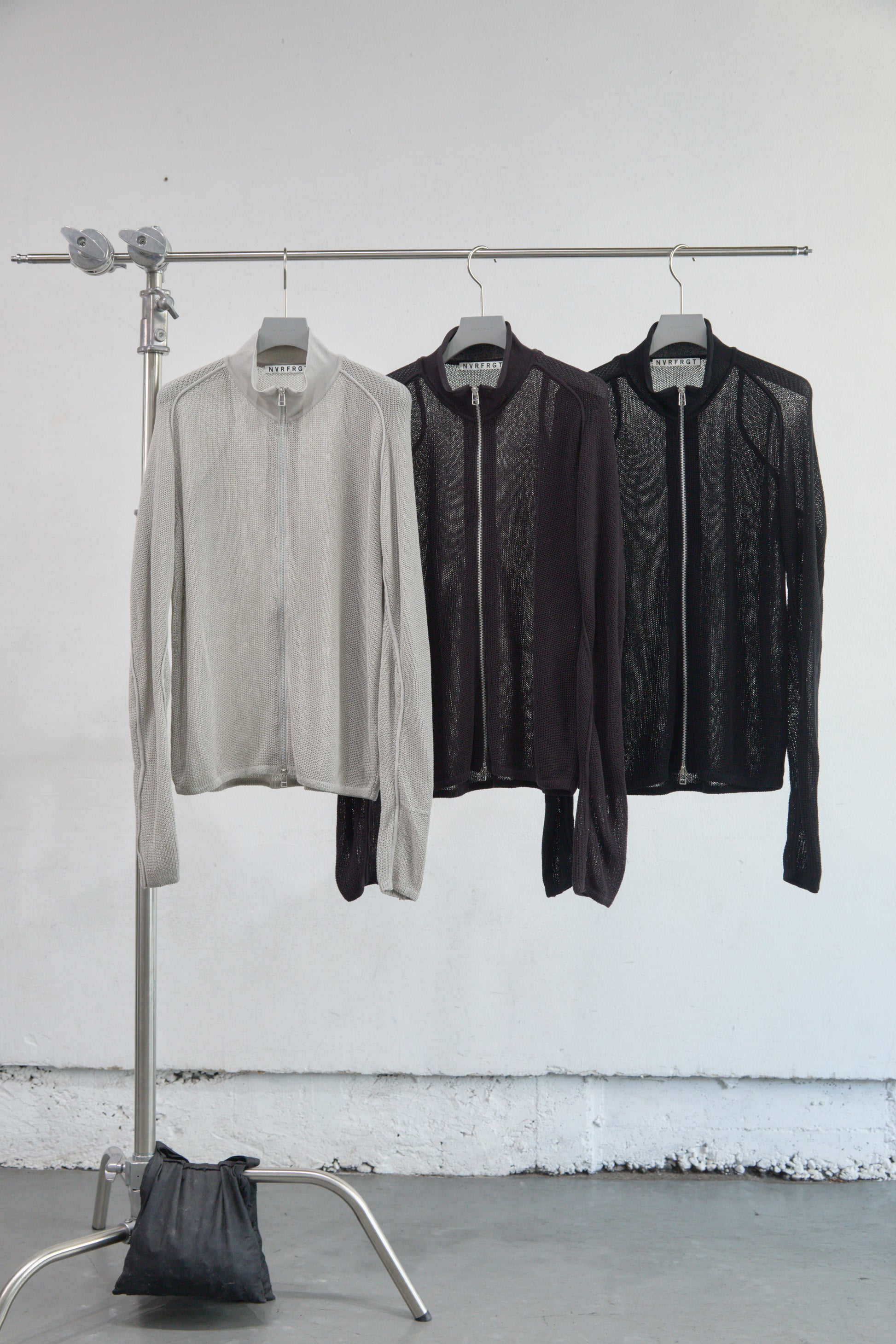 SEMI SHEER DRIVERS ZIP UP SWEATER