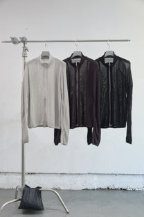 SEMI SHEER DRIVERS ZIP UP SWEATER