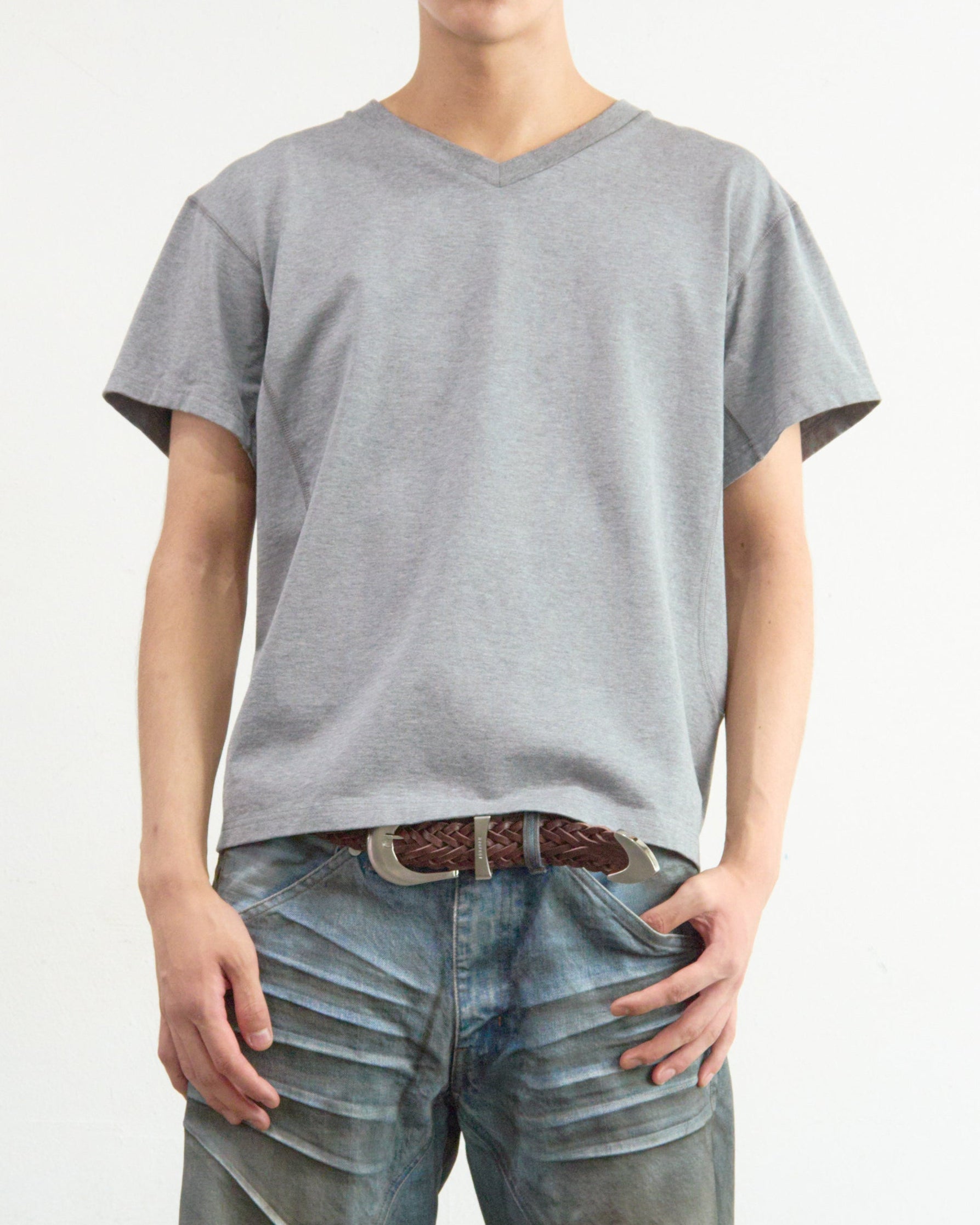 トップス NVRFRGT PANELED HALF SLEEVE T-SHIRT 3 PANELLED V-NECK HALF SLEEVE T-SHIRT – NVRFRGT