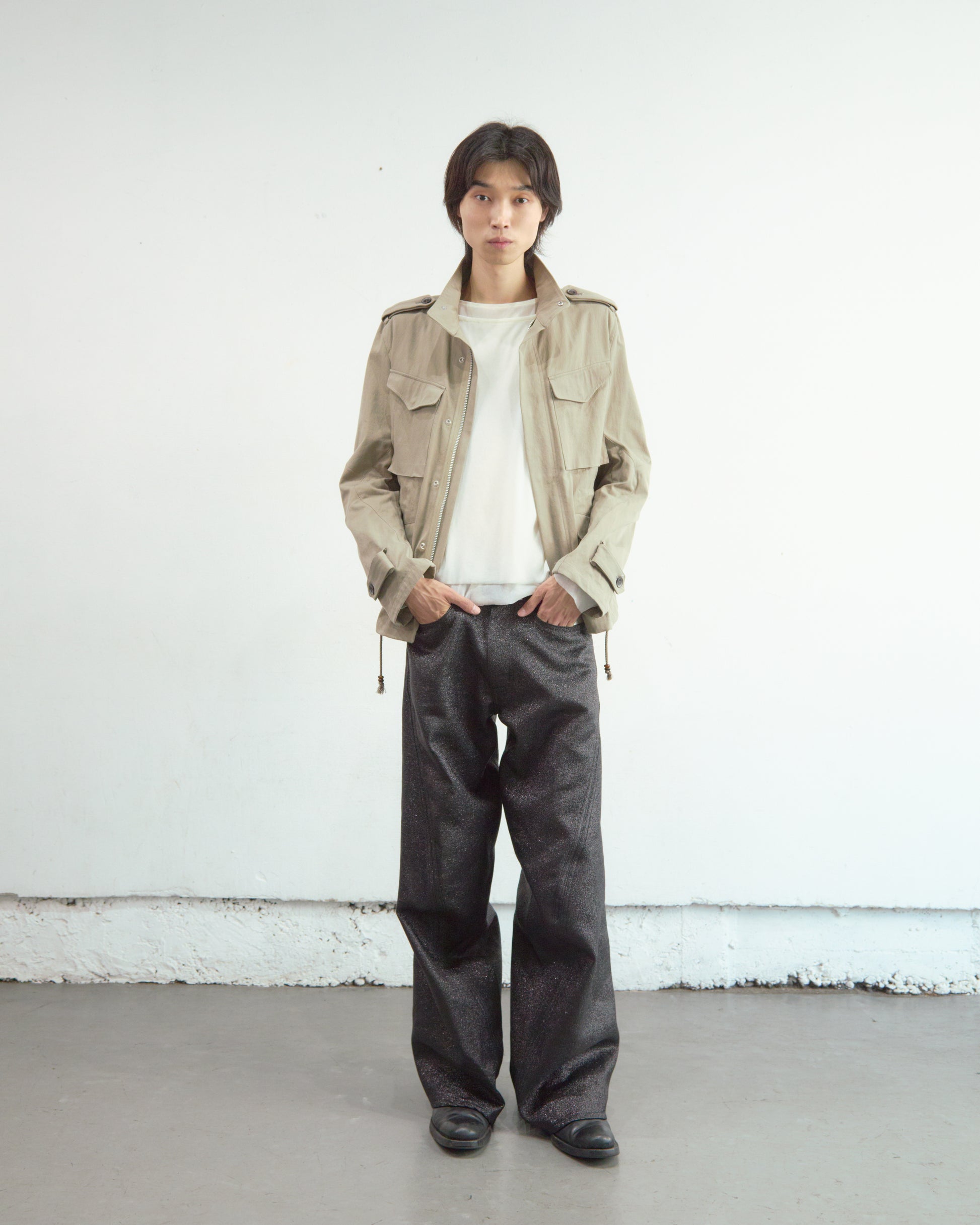 GLITTER TWILL 3D TWISTED WIDE LEG 5P PANTS