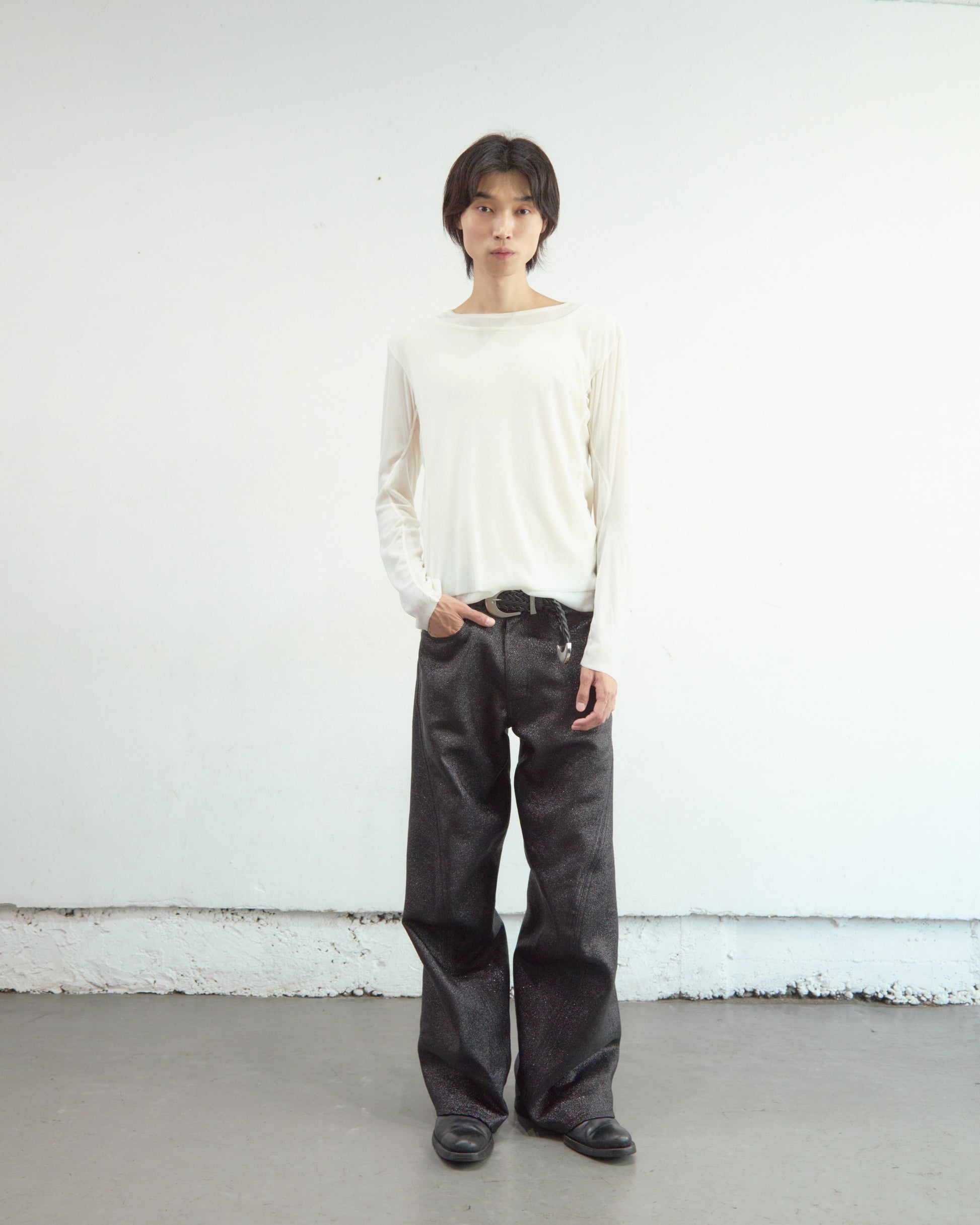 GLITTER TWILL 3D TWISTED WIDE LEG 5P PANTS