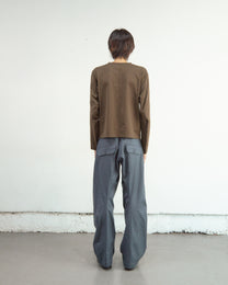 PANELLED V-NECK LONG SLEEVE T-SHIRT