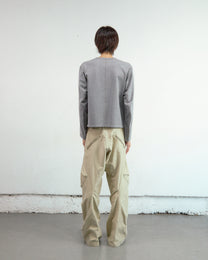 PANELLED V-NECK LONG SLEEVE T-SHIRT