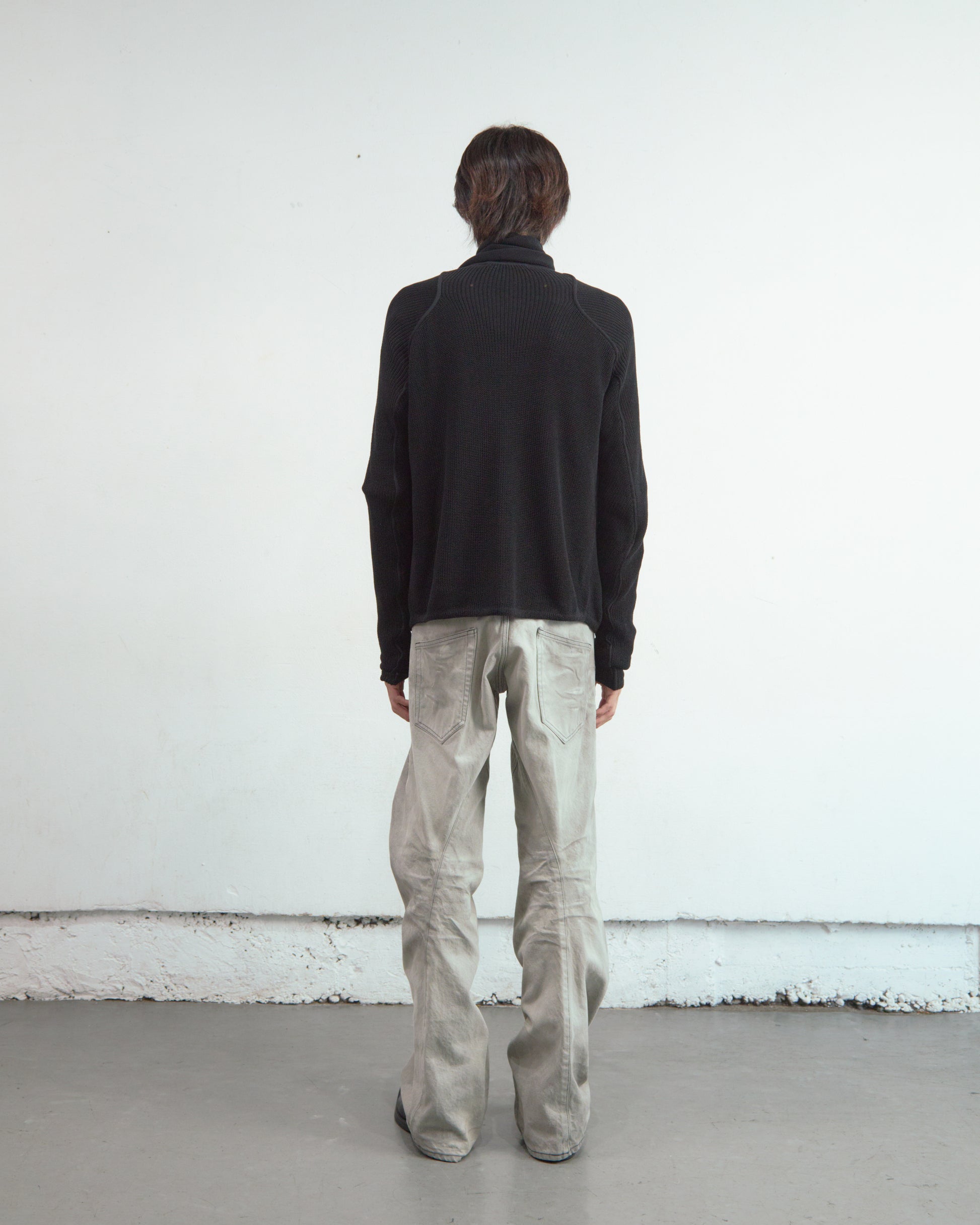 SEMI SHEER DRIVERS ZIP UP SWEATER