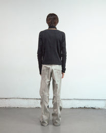 PANELLED RIBBED LONG SLEEVE T-SHIRT