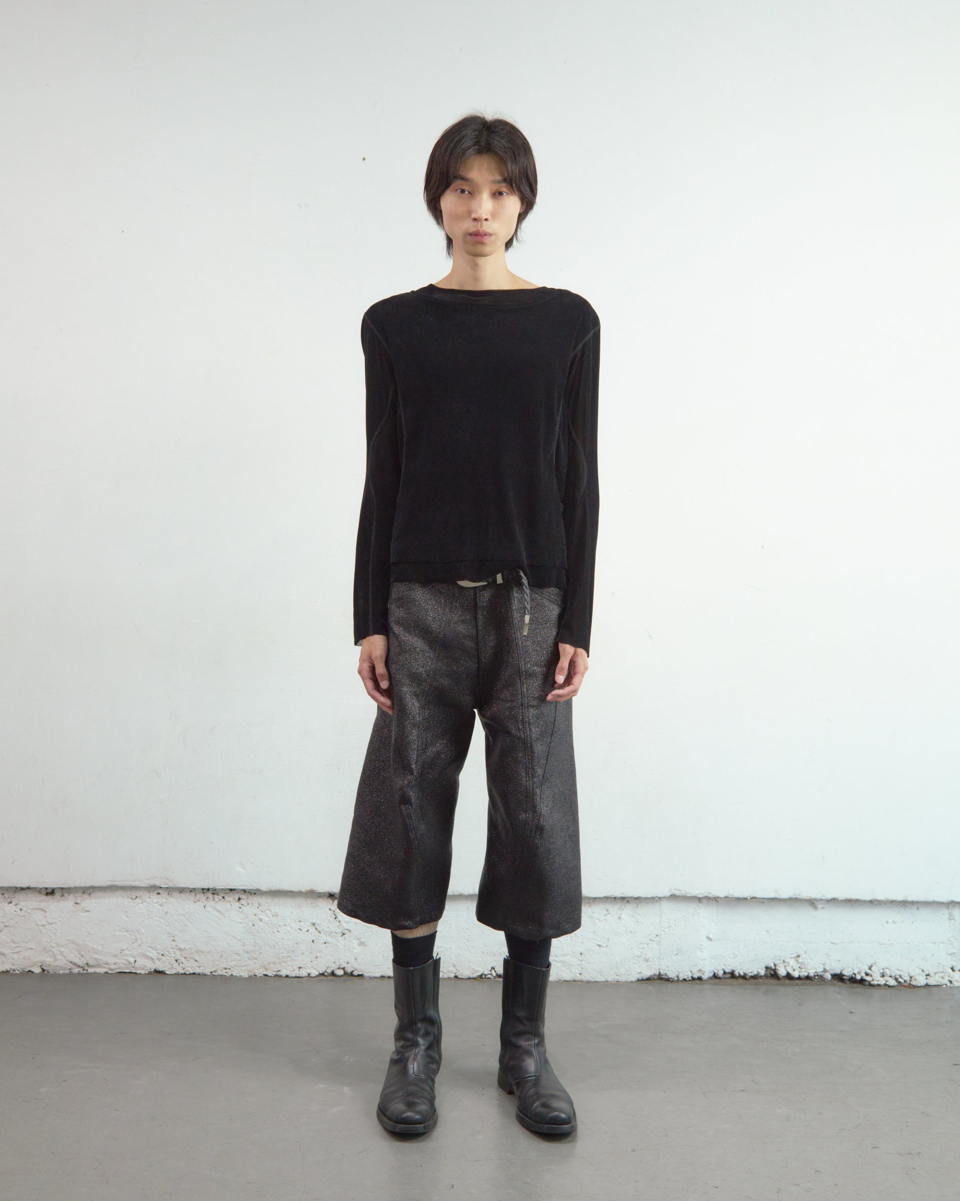 GLITTER TWILL 3D TWISTED JORTS