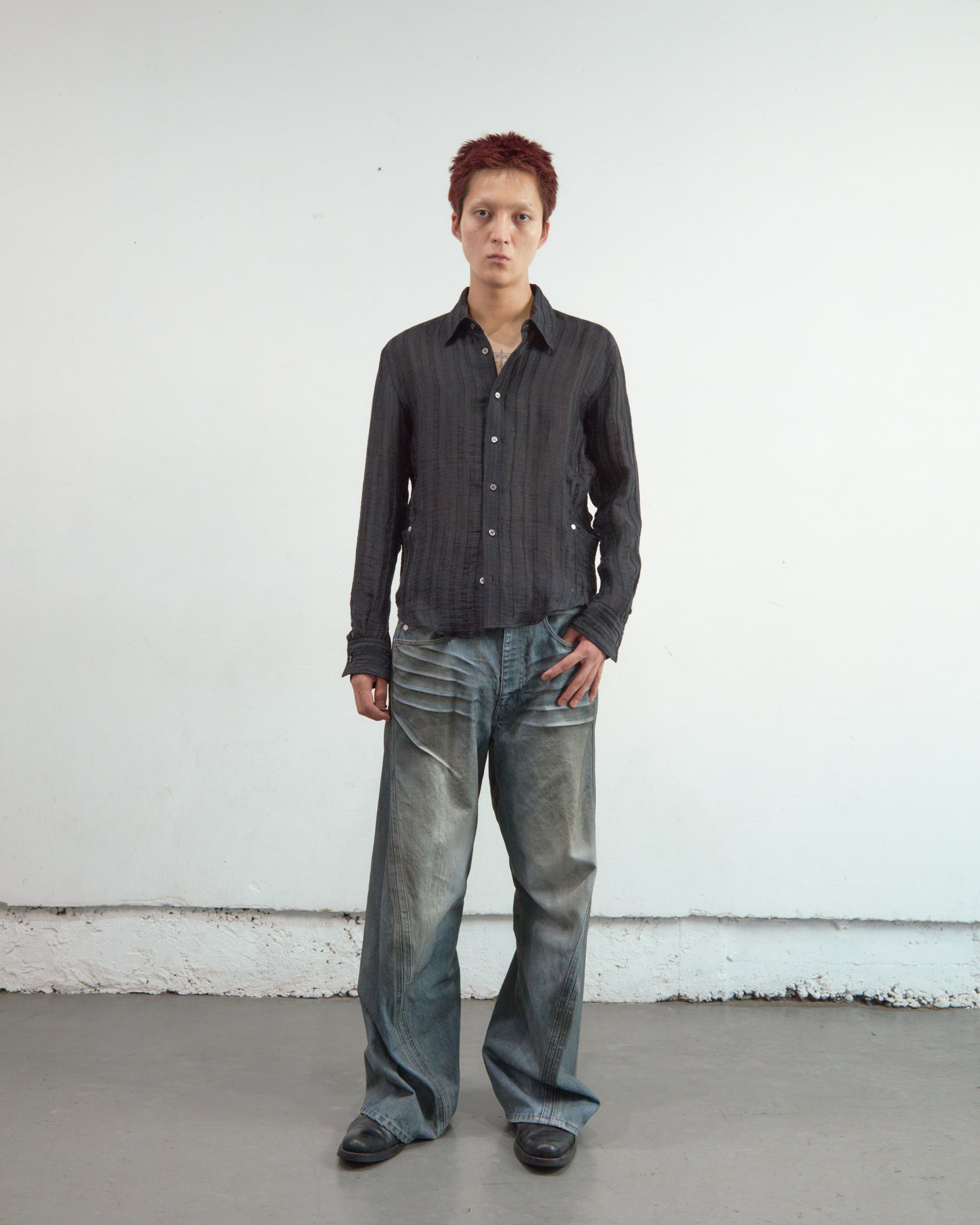 3D TWISTED WIDE LEG JEANS