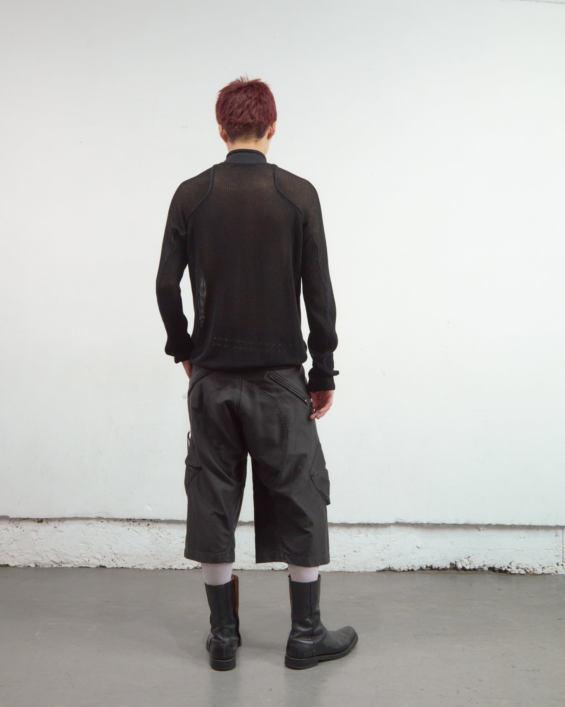 SEMI SHEER DRIVERS ZIP UP SWEATER