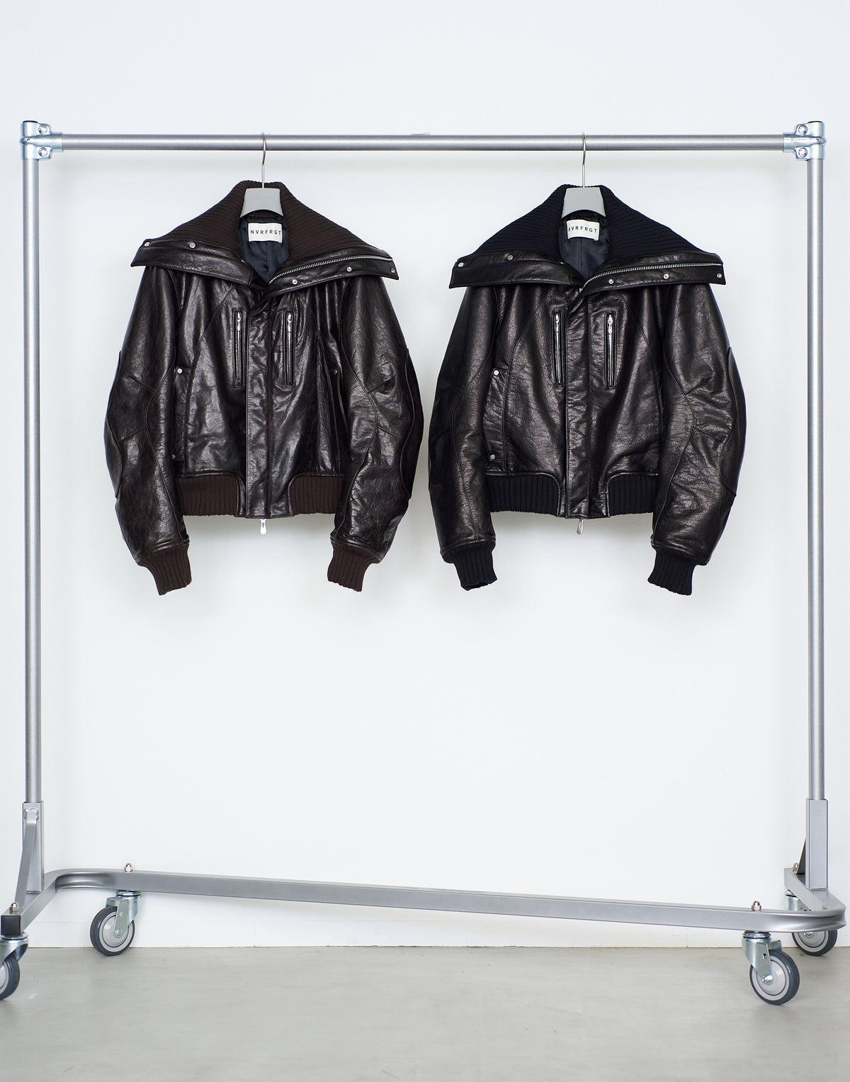 LEATHER PADDED HIGH NECK BOMBER JACKET