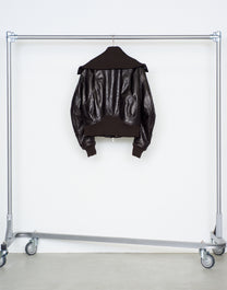 LEATHER PADDED HIGH NECK BOMBER JACKET