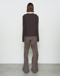 PANELED LONG SLEEVE V-NECK T-SHIRT