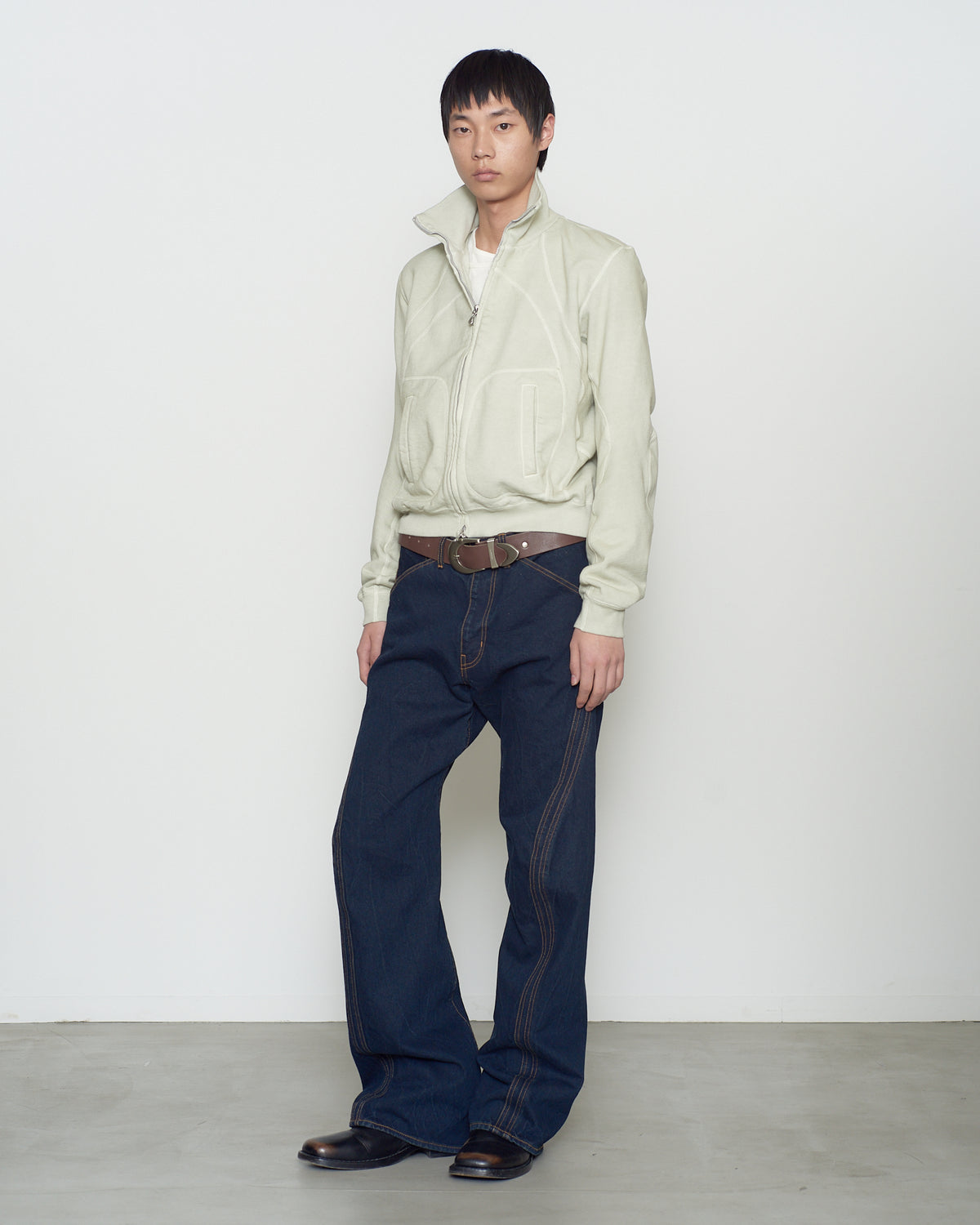 PANELED ZIP UP SWEAT SHIRT