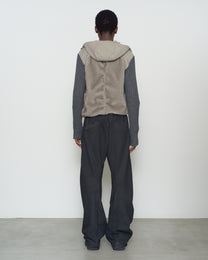 KNITTED SLEEVE PANELLED ZIP UP HOODED JACKET