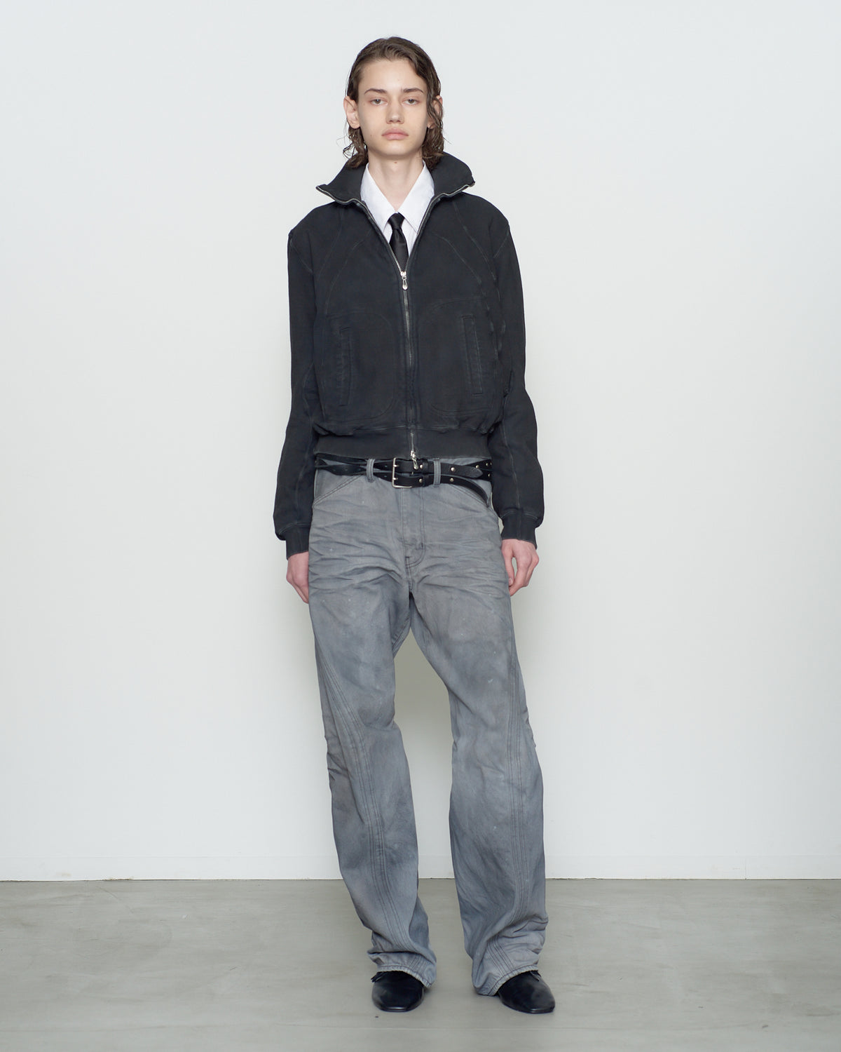 PANELED ZIP UP SWEAT SHIRT