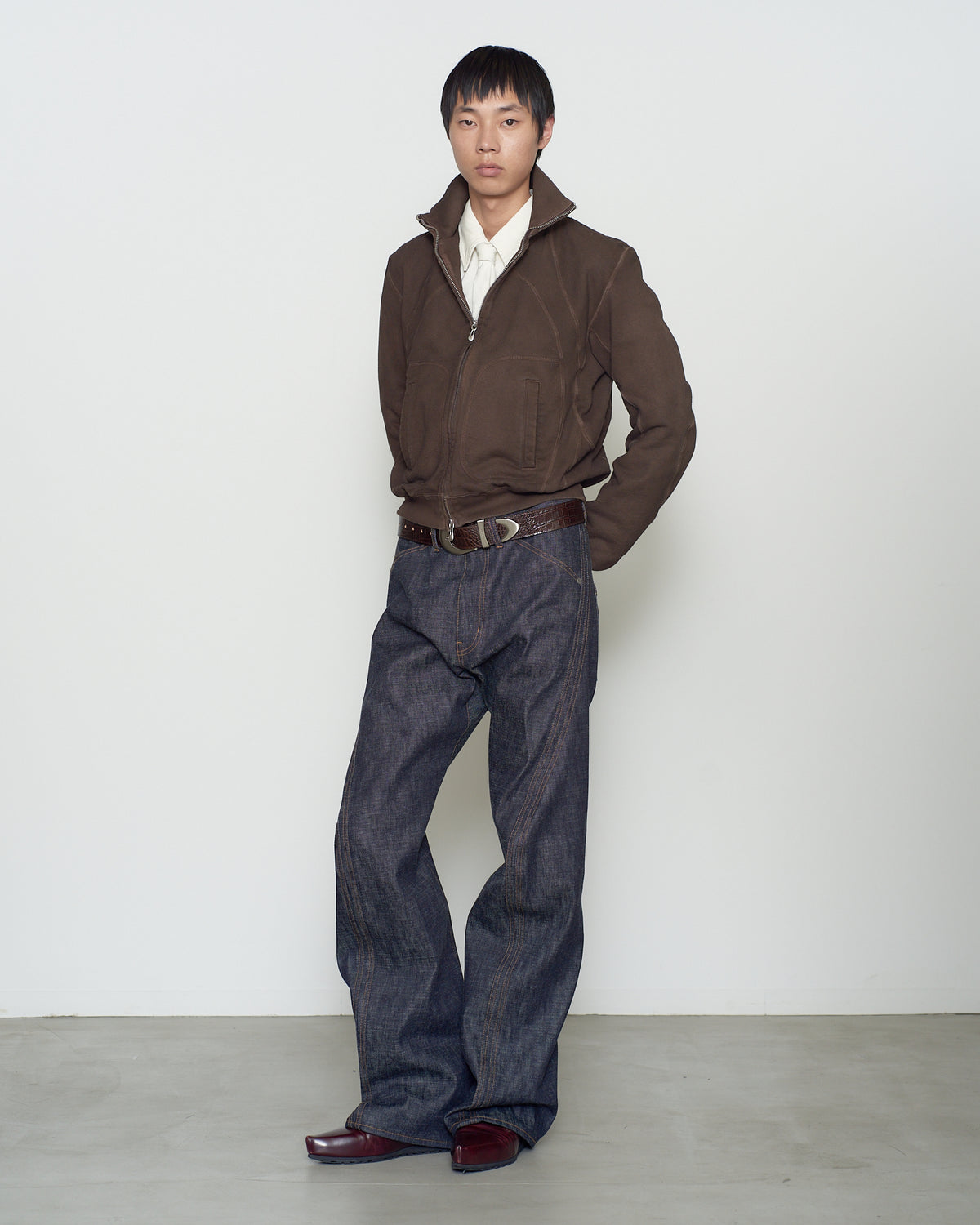 PANELED ZIP UP SWEAT SHIRT