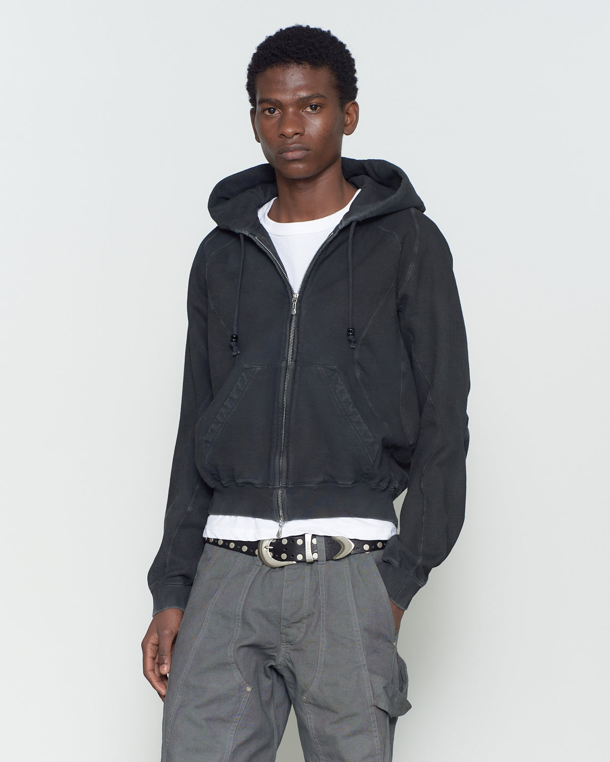 PANELED ZIP UP HOODIE