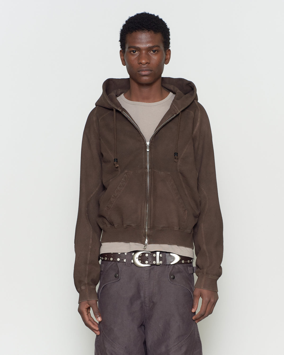 PANELED ZIP UP HOODIE