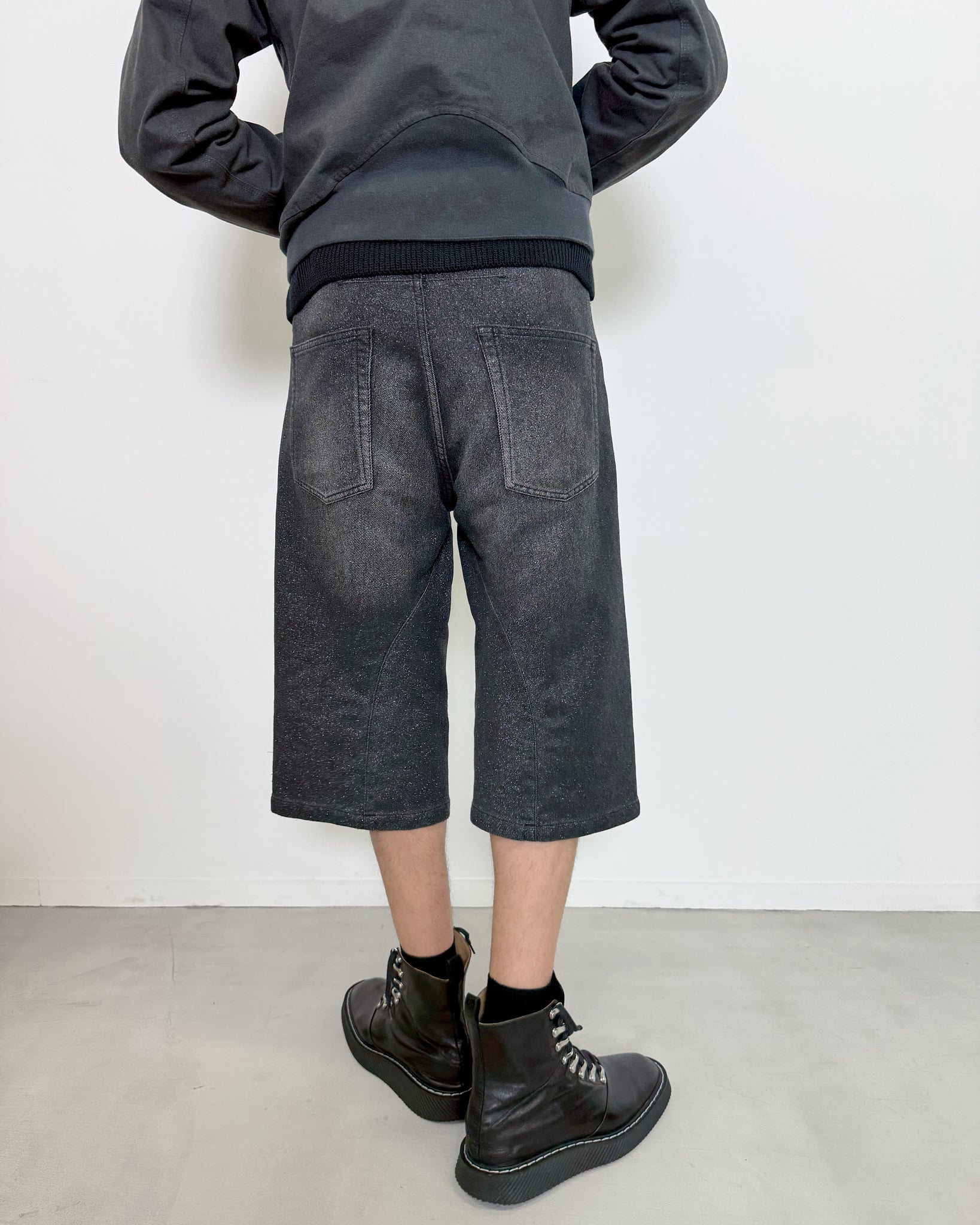 GLITTER TWILL 3D TWISTED JORTS