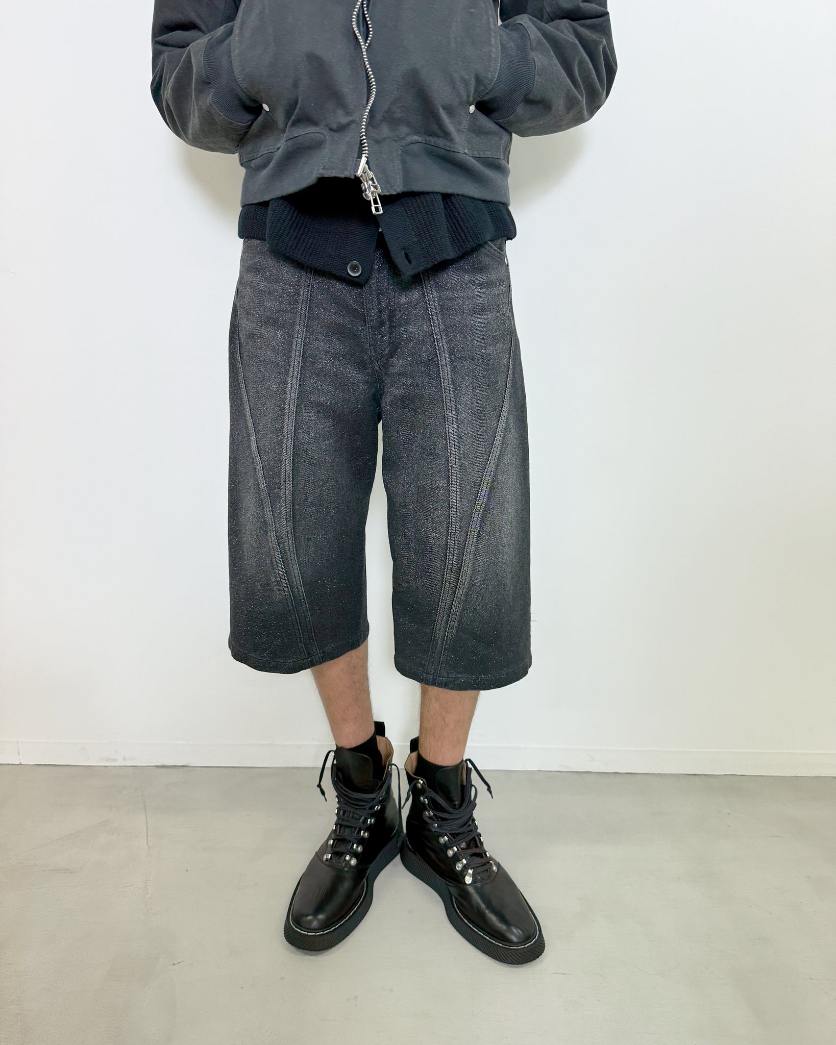 GLITTER TWILL 3D TWISTED JORTS