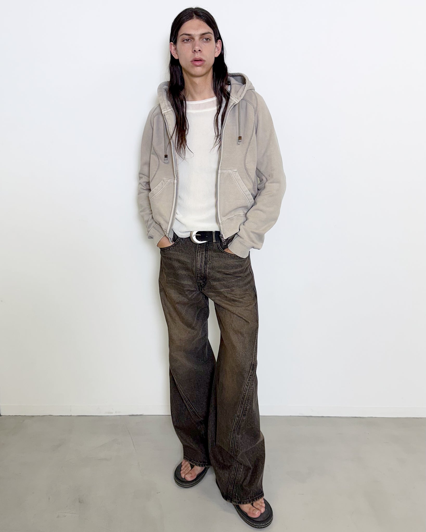 PANELED ZIP UP HOODIE