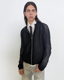 SEMI SHEER DRIVERS ZIP UP SWEATER