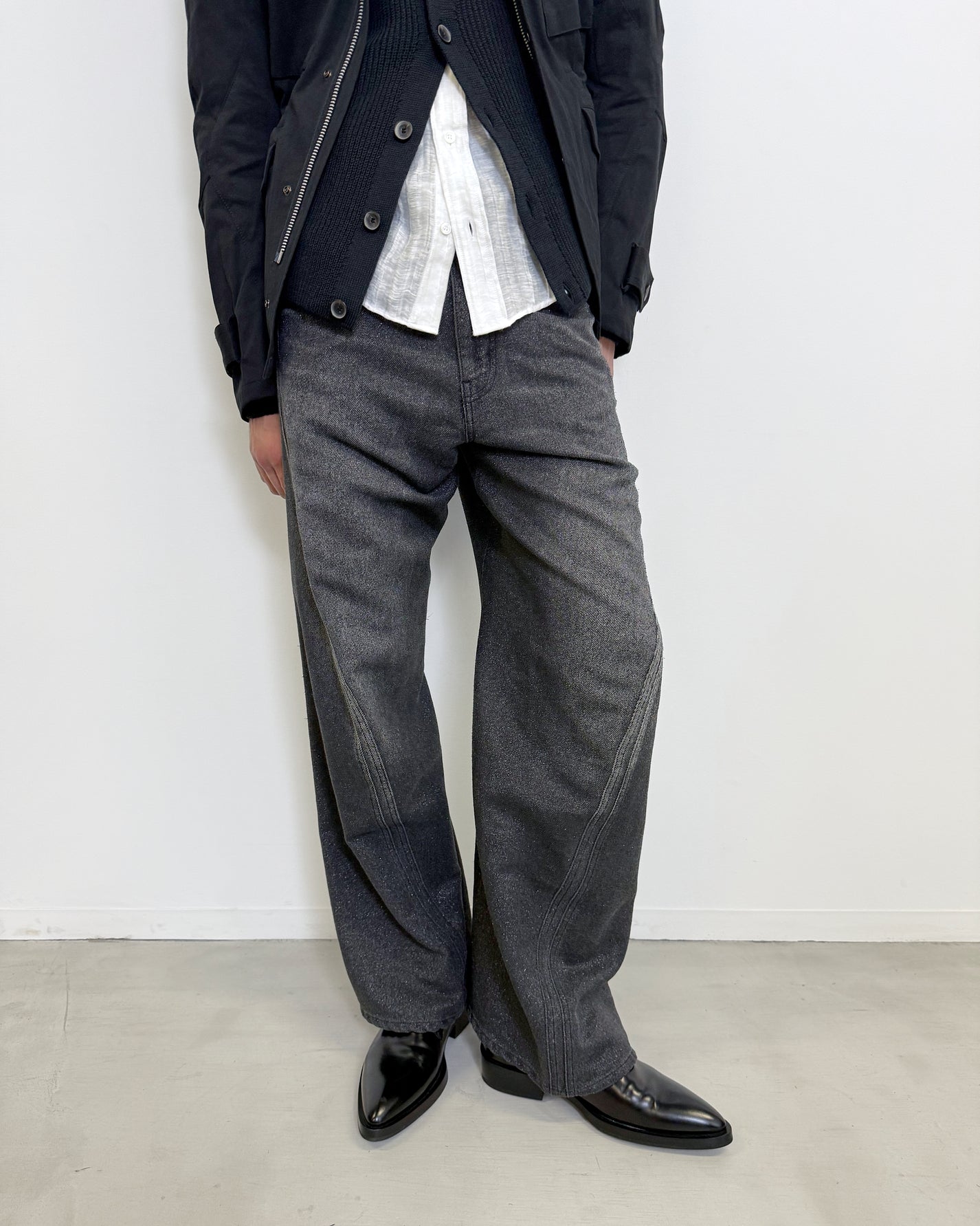 GLITTER TWILL 3D TWISTED WIDE LEG 5P PANTS