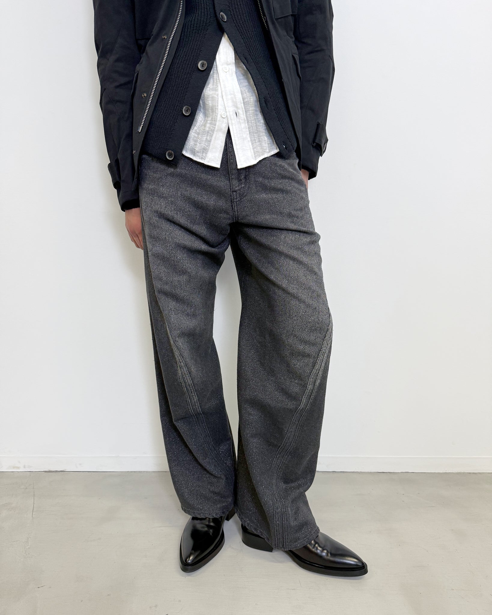 GLITTER TWILL 3D TWISTED WIDE LEG 5P PANTS