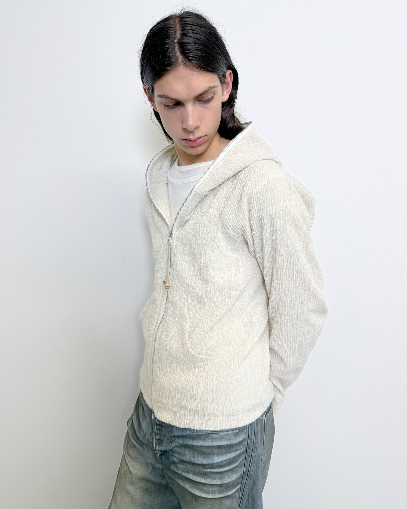 SEMI SHEER FULL ZIP UP HOODIE